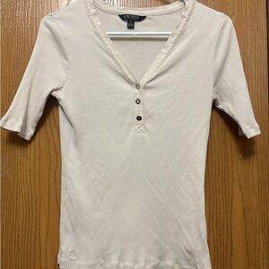 Ralph Lauren Cream Short Sleeve V-Neck Top